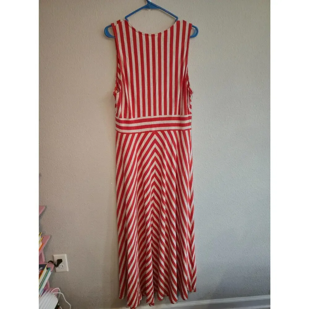Anthropologie Maeve Bisevo Ribbed Stripe Chevron Maxi Dress Women's Size XL